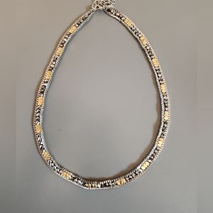 Mixed Metal Chain Necklace/Bracelet, Silver, Pewter, and Gold